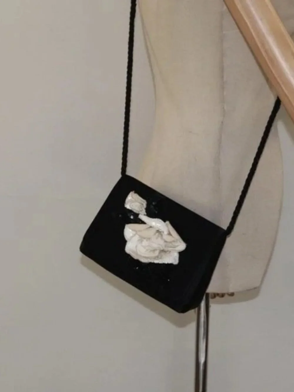 CHANEL Shoulder Bag Silk Black Gold CC Auth 123511